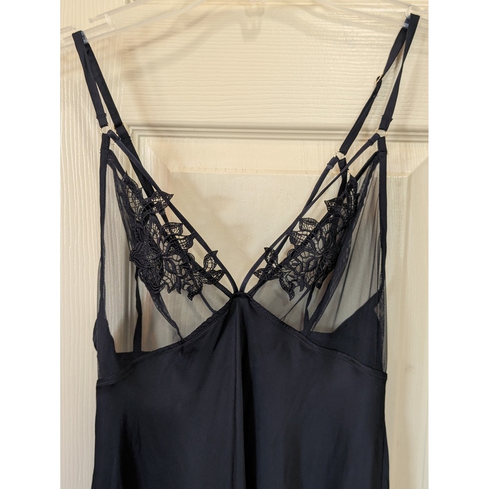 NWT Intimissimi Layers of Lust Viscose Satin Lace Babydoll Slip Chemise Black S